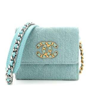 Denim Quilted Chanel 19 Flap Card #242899C11B